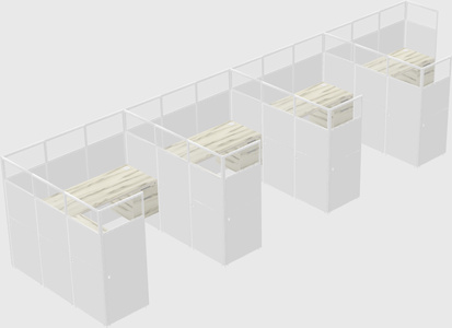 Shared l-shaped cubicle