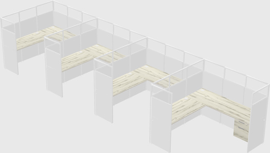 Shared l-shaped cubicle