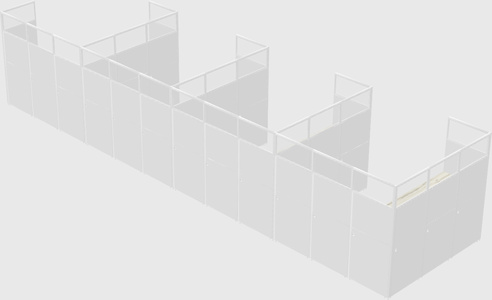 Shared l-shaped cubicle
