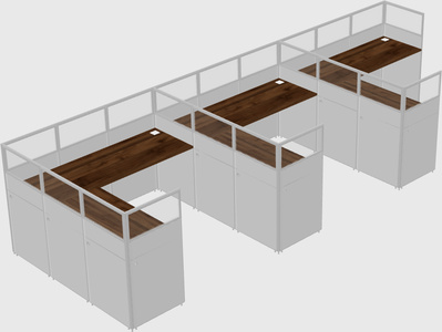 Shared l-shaped cubicle