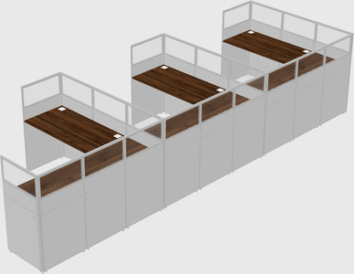 Shared l-shaped cubicle