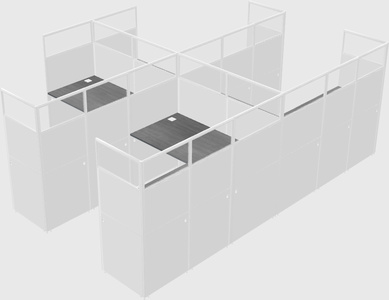 Shared l-shaped cubicle