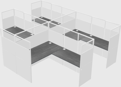 Shared l-shaped cubicle