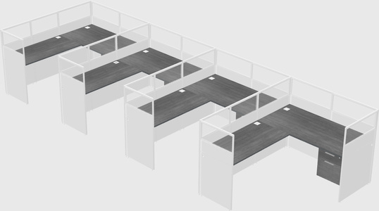 Shared l-shaped cubicle