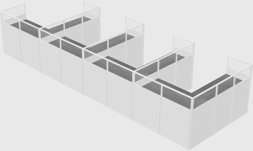 Shared l-shaped cubicle
