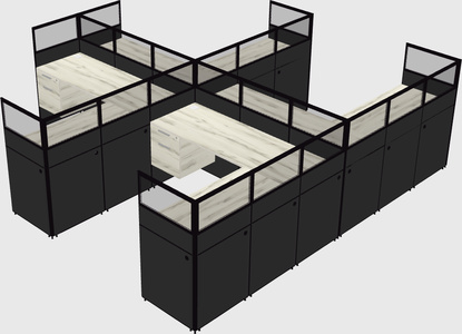 Shared l-shaped cubicle
