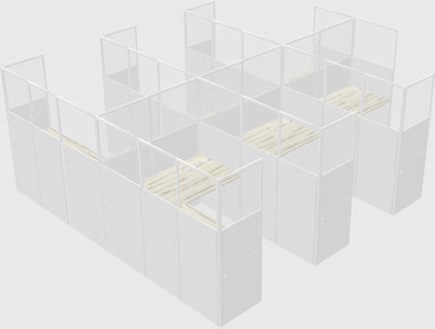 Shared l-shaped cubicle