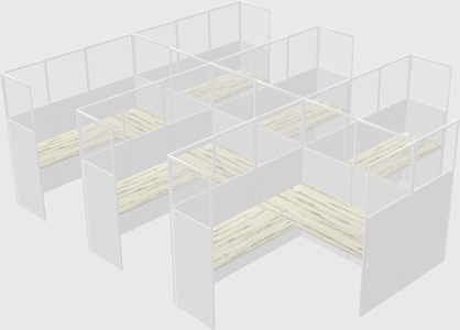 Shared l-shaped cubicle