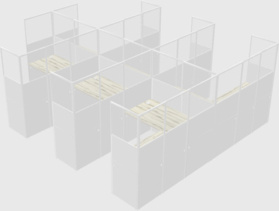 Shared l-shaped cubicle