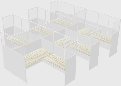 Shared l-shaped cubicle