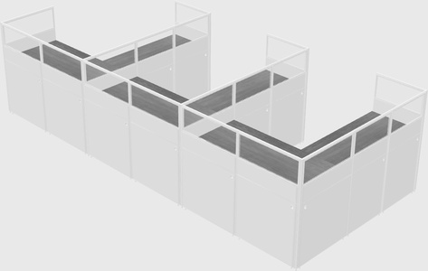 Shared l-shaped cubicle