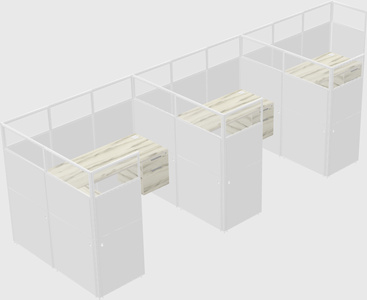 Shared l-shaped cubicle