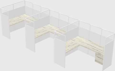 Shared l-shaped cubicle
