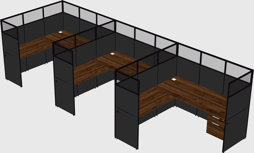 Shared l-shaped cubicle
