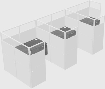 Shared l-shaped cubicle