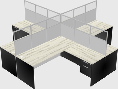 Shared l-shaped cubicles