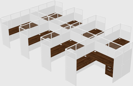 Shared l-shaped cubicle