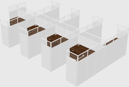 Shared l-shaped cubicle