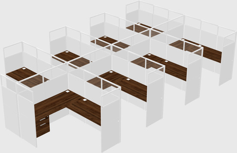 Shared l-shaped cubicle