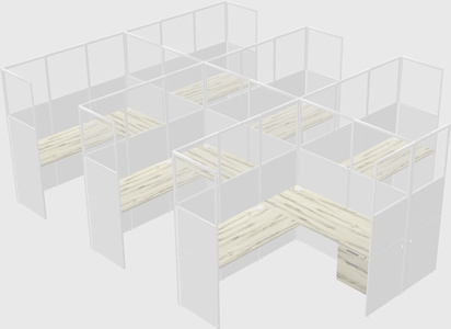 Shared l-shaped cubicle