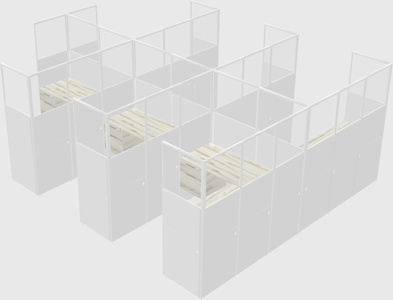 Shared l-shaped cubicle