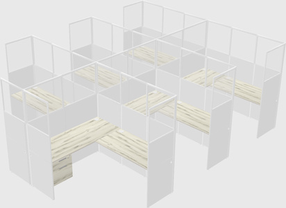 Shared l-shaped cubicle