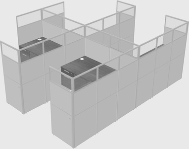 Shared l-shaped cubicle
