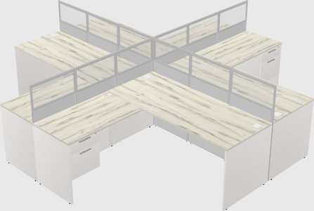 Shared l-shaped cubicles