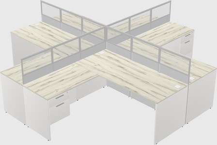 Shared l-shaped cubicles