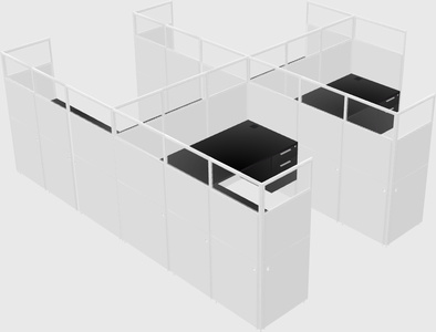 Shared l-shaped cubicle