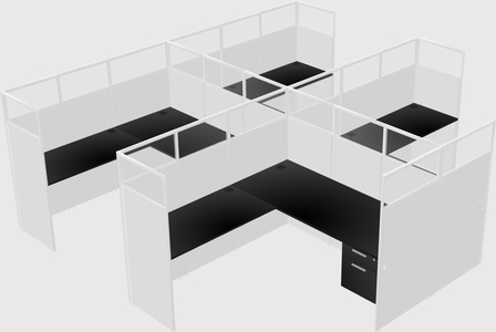 Shared l-shaped cubicle