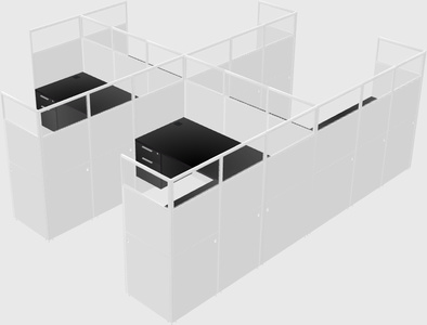 Shared l-shaped cubicle