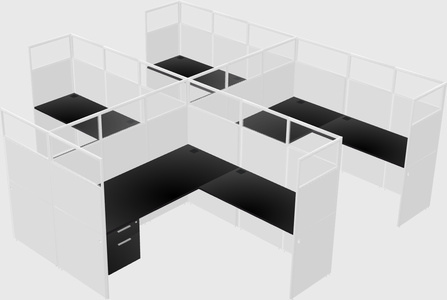 Shared l-shaped cubicle