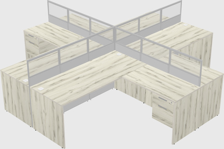 Shared l-shaped cubicles