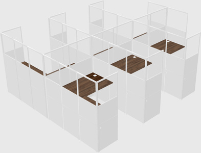 Shared l-shaped cubicle