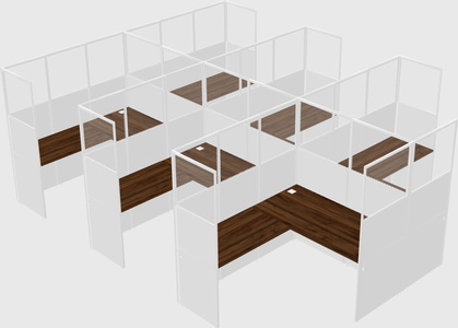 Shared l-shaped cubicle