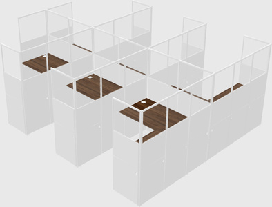 Shared l-shaped cubicle