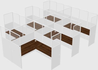 Shared l-shaped cubicle