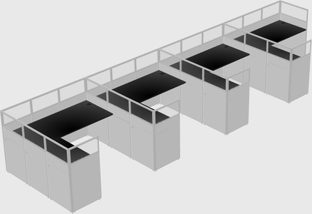Shared l-shaped cubicle