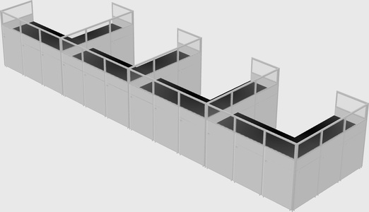 Shared l-shaped cubicle
