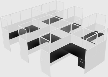 Shared l-shaped cubicle