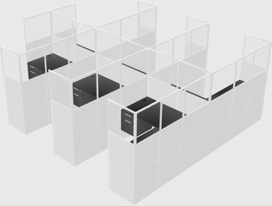 Shared l-shaped cubicle