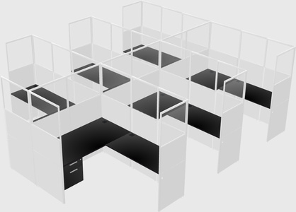 Shared l-shaped cubicle