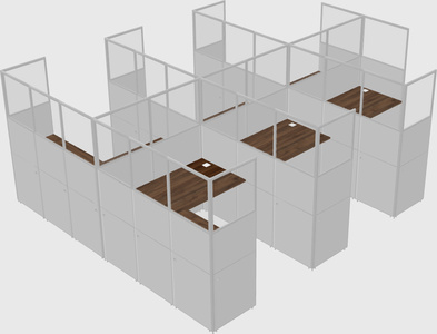Shared l-shaped cubicle