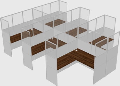 Shared l-shaped cubicle