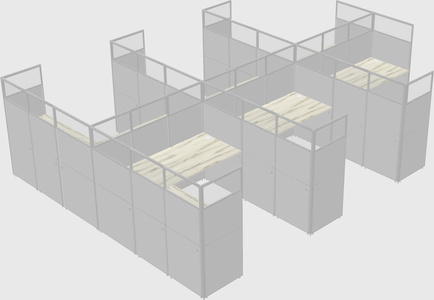 Shared l-shaped cubicle