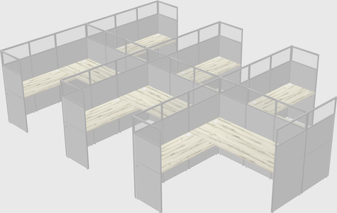 Shared l-shaped cubicle