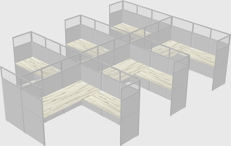 Shared l-shaped cubicle