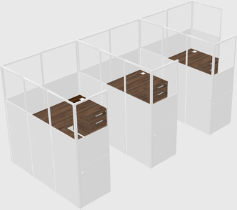 Shared l-shaped cubicle