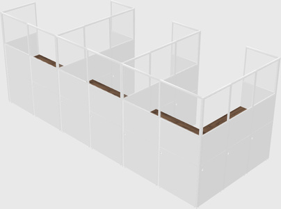 Shared l-shaped cubicle